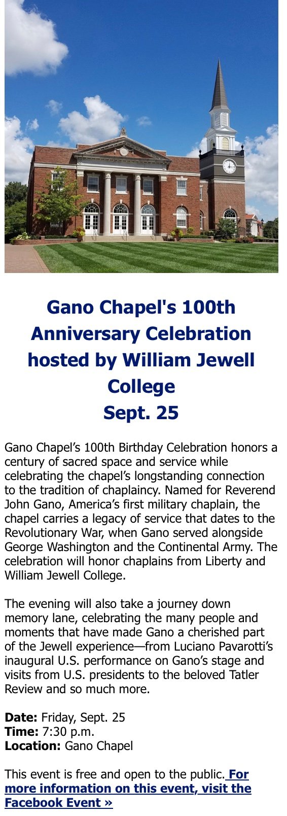 pamphlet about Gano Chapel