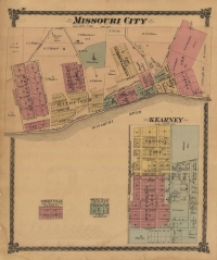 1877 Missouri City and Kearney Town Plats Lithograph